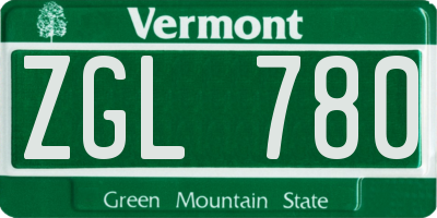VT license plate ZGL780