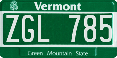 VT license plate ZGL785