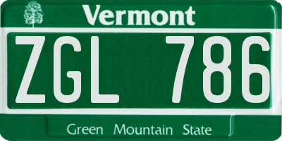 VT license plate ZGL786