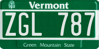 VT license plate ZGL787