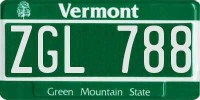 VT license plate ZGL788
