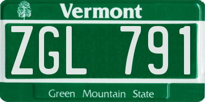 VT license plate ZGL791