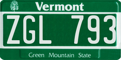 VT license plate ZGL793