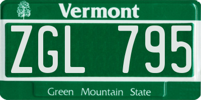 VT license plate ZGL795