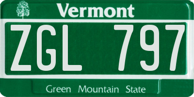 VT license plate ZGL797
