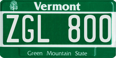 VT license plate ZGL800