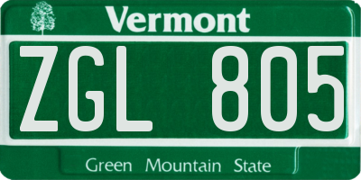 VT license plate ZGL805