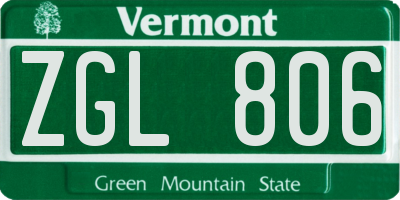 VT license plate ZGL806