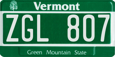 VT license plate ZGL807