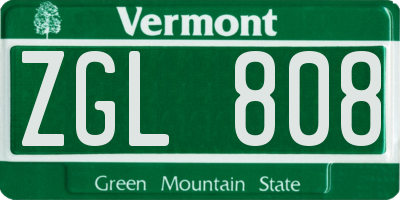 VT license plate ZGL808