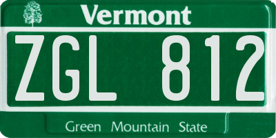 VT license plate ZGL812