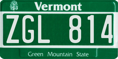VT license plate ZGL814