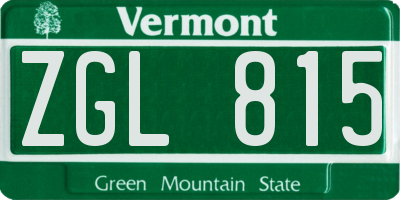 VT license plate ZGL815