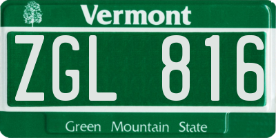VT license plate ZGL816