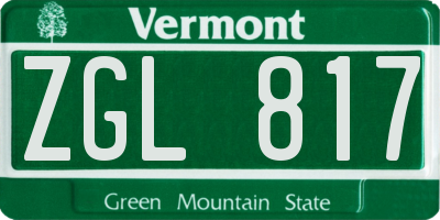VT license plate ZGL817