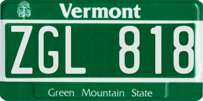 VT license plate ZGL818