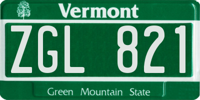 VT license plate ZGL821
