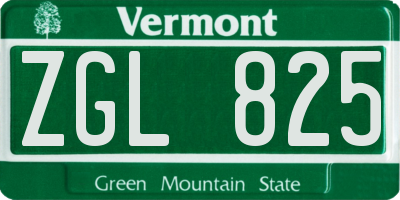 VT license plate ZGL825