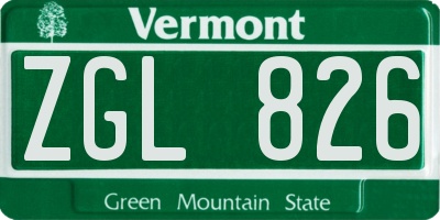 VT license plate ZGL826