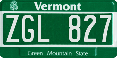 VT license plate ZGL827