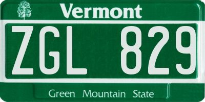 VT license plate ZGL829