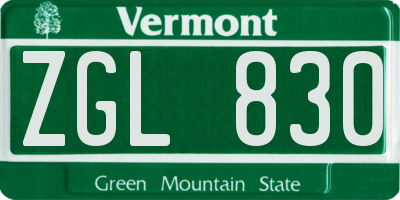 VT license plate ZGL830