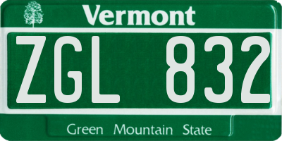 VT license plate ZGL832