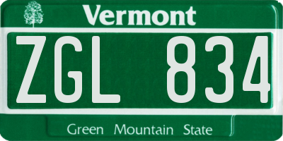 VT license plate ZGL834