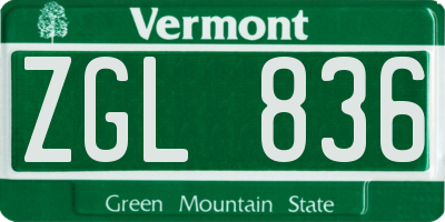 VT license plate ZGL836