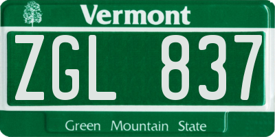 VT license plate ZGL837
