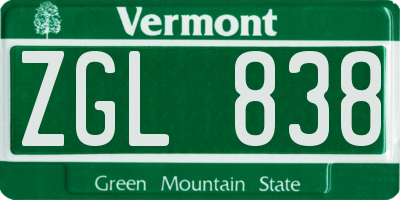 VT license plate ZGL838
