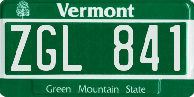 VT license plate ZGL841