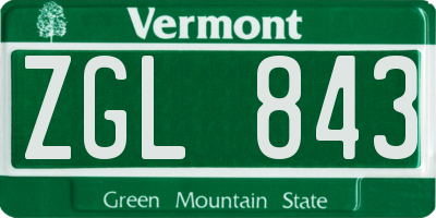 VT license plate ZGL843