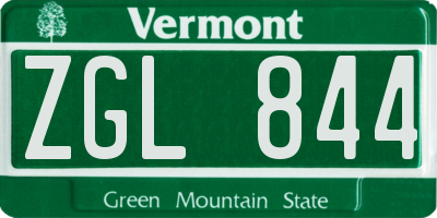 VT license plate ZGL844