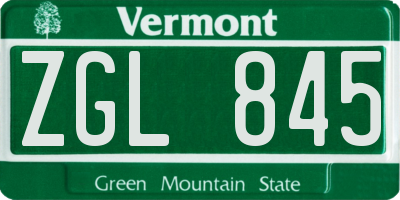 VT license plate ZGL845