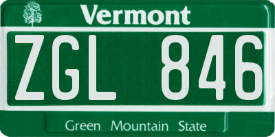 VT license plate ZGL846