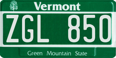 VT license plate ZGL850