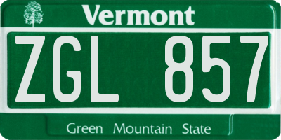 VT license plate ZGL857