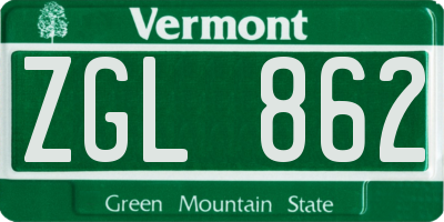 VT license plate ZGL862