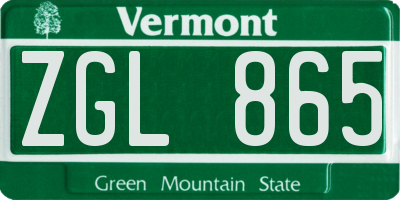 VT license plate ZGL865