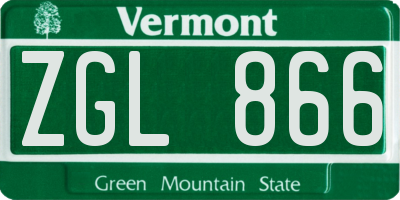 VT license plate ZGL866