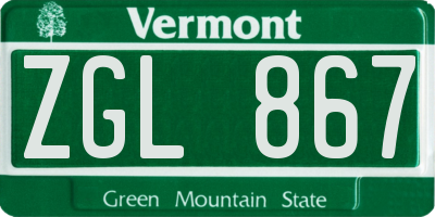 VT license plate ZGL867
