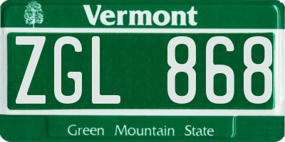 VT license plate ZGL868