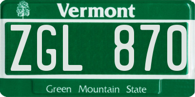 VT license plate ZGL870