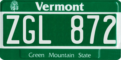 VT license plate ZGL872