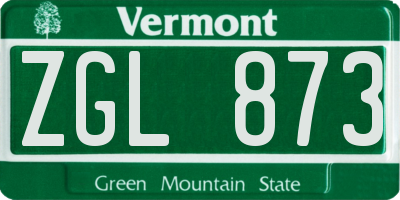 VT license plate ZGL873
