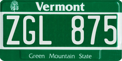 VT license plate ZGL875
