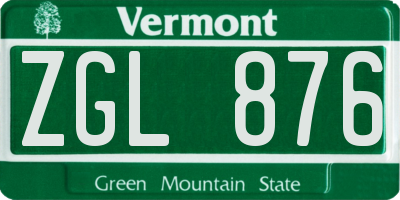 VT license plate ZGL876