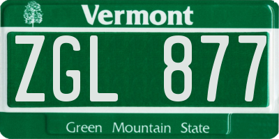 VT license plate ZGL877