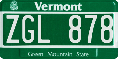 VT license plate ZGL878